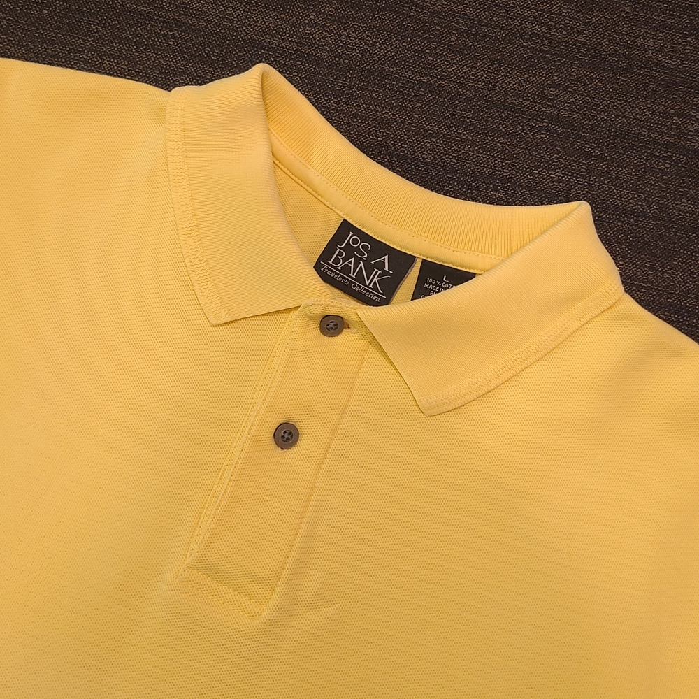 Jos. A. Bank Short Sleeve Casual Dress Polo Mens Large Yellow Shirt